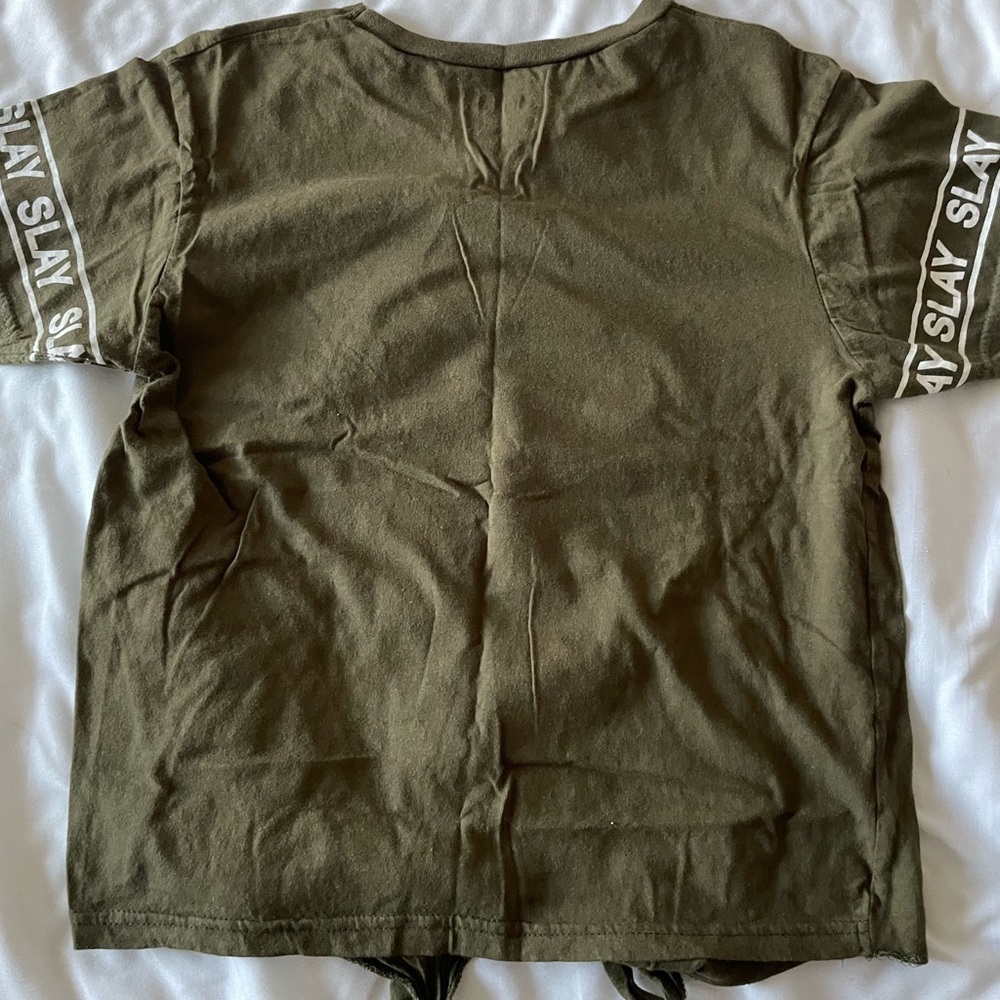 On Fire All day Slaying It Every Day T Shirt Green Womens Size L - Picture 8 of 8